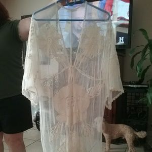 Anthropologie ivory sheer cover up
